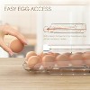 2 Pack Automatic Rolling Egg Container for Refrigerator, Clear Plastic Egg Dispenser with Removable Inner Tray - 2 of 4