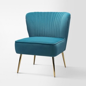 Quentin Velvet Accent Side Chair with Golden Metal Base | Karat Home - 1 of 4