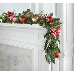 BrylaneHome 6' Pre-Lit Christmas Cheer Garland - 1 of 2