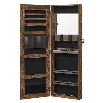 SONGMICS Jewelry Armoires Wall/Door Mount Jewelry Storage Cabinet Organizer Box Full-Length Mirror Jewelry Shelves