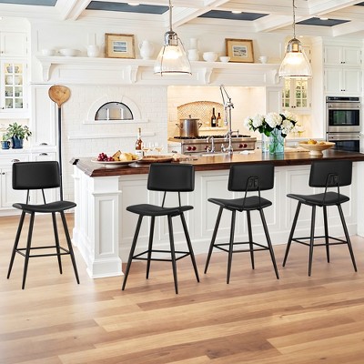 Arceso 24.5" Counter Height Bar Stools Set, Faux Leather Upholstered Barstools,