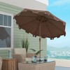 9' Patio Umbrella with Push Button Tilt and Crank, Double Top Ruffled Outdoor Market Table Umbrella with 8 Ribs, for Garden, Deck, Pool, Brown - 2 of 4