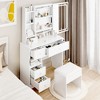 Vanity Desk Set, Makeup Table With Cushioned Stool, Drawers, Brightness Adjustable Mirror Light, 2 AC Powers And 2 USB Ports Built-in Socket - 2 of 4