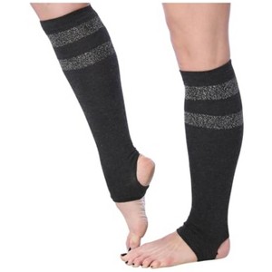 Tipi Toe Womens Stirrup Socks Knee High, Charcoal Color Pattern, Toeless Workout Stockings - 1 of 1
