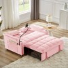 CAVINAS Versatile Foldable Sofa Bed in 3 Lengths, Modern Loveseat Sofa with Usb Port/Ashtray/Swivel Phone Stand, Velvet Pull-Out Bed - 2 of 4