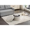 NicBex Round Velvet Fabric Storage Ottoman Bench,Upholstered Storage Ottoman with Wooden Shelving,Modern Storage Bench for Living Room,Bedroom,White - 2 of 4