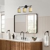 Modern Farmhouse Vanity Light 3-Light, Handwoven Rattan Cylinder Shades, Black Bathroom Wall Lamp - 4 of 4