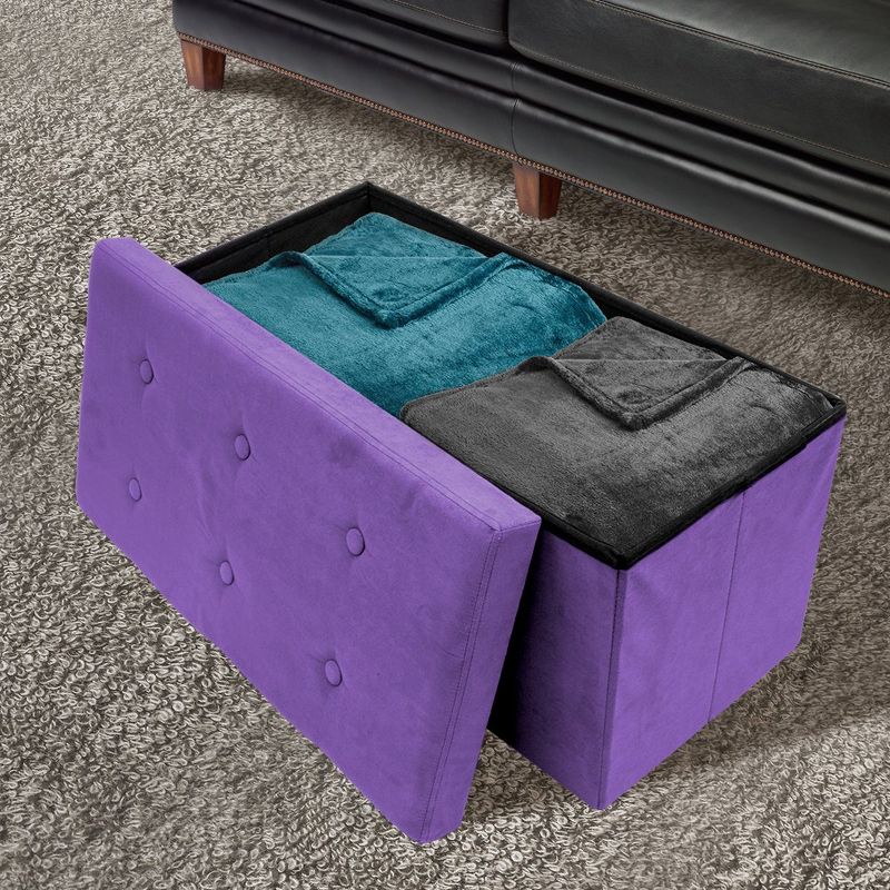 Sorbus Collapsible Bench Ottoman With Cover - Faux Suede, 4 of 6