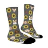 Dogs Cats Floral Sunflower Women Printed Crew Socks Funny Funky Socks Soft Polyester Novelty Gifts for Artists Men - 3 of 4