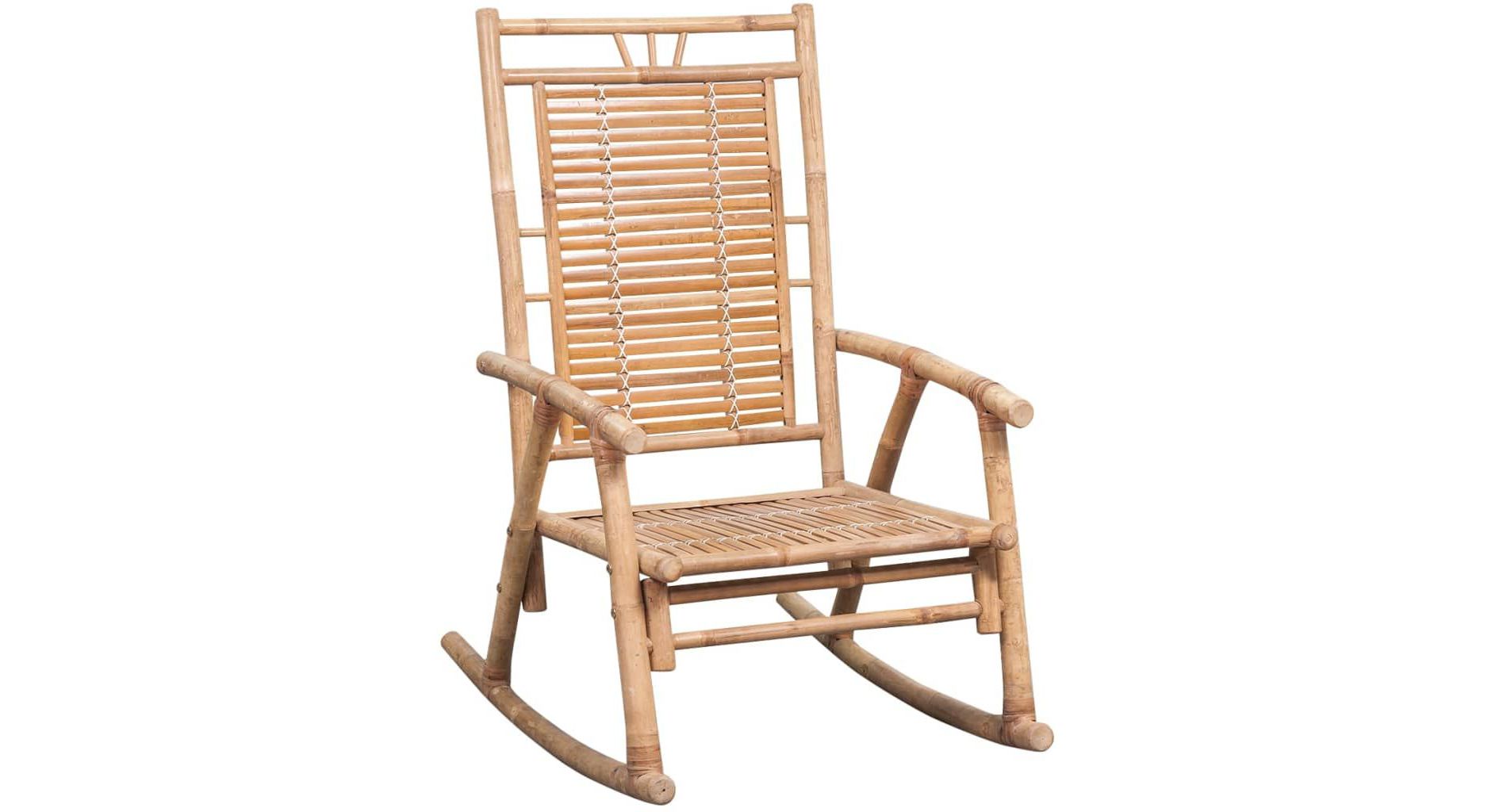 vidaXL Rocking Chair with Cushion Patio Sun Lounger Seating Furniture Bamboo - Anthracite 47.2" x 19.7" x 1.6"