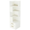 Resenkos Bookshelf, Bookcase Standing Shelf Unts,66.9" L-Shaped Bookshelf, Corner Bookcase With 5-Tier Shelf And 2 Drawers,White - 4 of 4