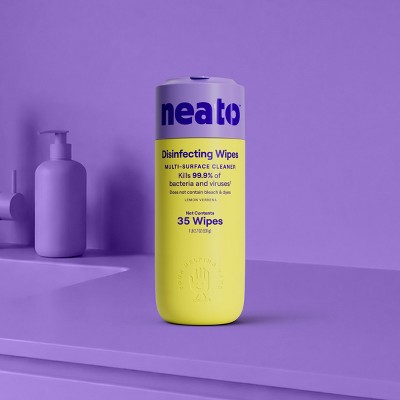 neato Lemon Wipes Canister All-Purpose Cleaners - 35ct: Multi-Surface, Sealed Stone Surfaces, Non-Porous