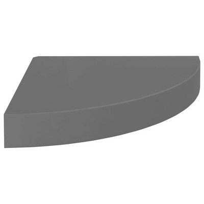 vidaXL Floating Corner Shelf High Gloss Gray 9.8"x9.8"x1.5" MDF