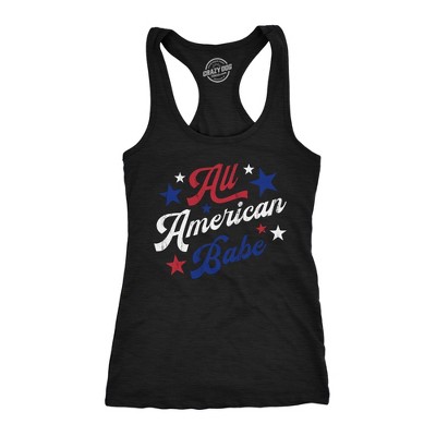 Womens All American Babe Fitness Tank Funny Cool Patriotic Fourth Of July Party Sleeveless Tee For Ladies - Crazy Dog Women's Tank Top