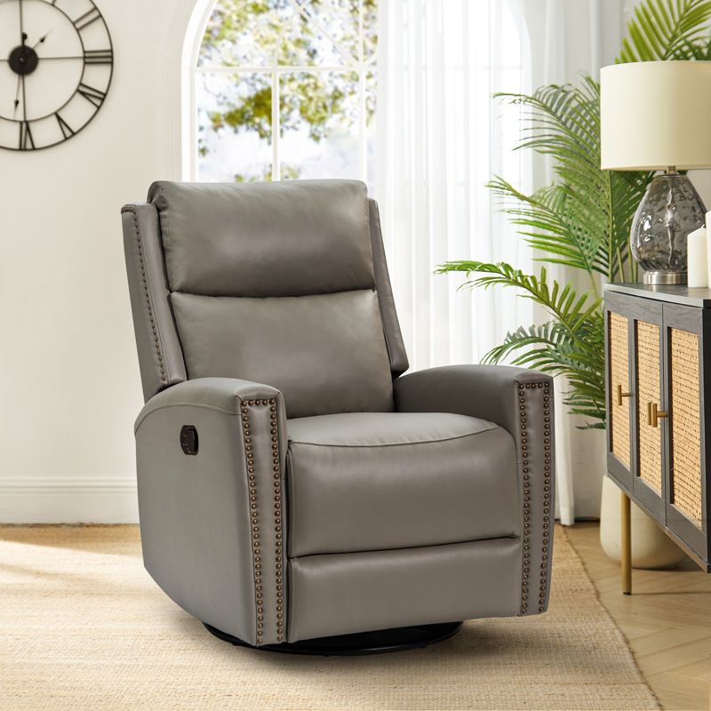 Hilario Fall 30.31''Wide Genuine Leather Swivel Rocker Recliner  Deal of the day | ARTFUL LIVING DESIGN, 4 of 12