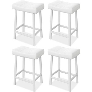 Jojoka Counter Height Bar Stools Set of 2,24 Inch PU Leather Barstools with Metal Legs for Kitchen Island - 1 of 4