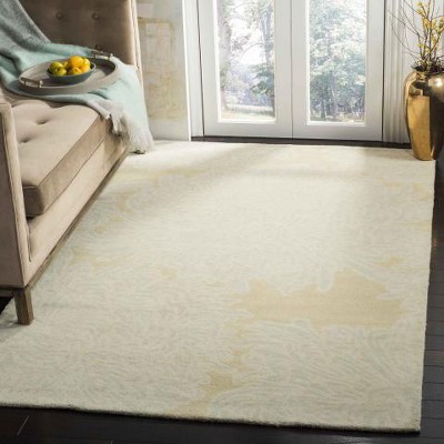 Elegant Gray Floral Tufted Wool Area Rug, Handmade, 8' x 10'