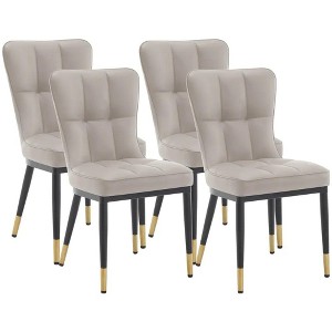 Bekrvio High-Back Faux Leather Dining Chairs Set of 4 - Modern Sturdy, Upholstered with Deep Sponge Seat, Metal Legs for Kitchen/Dining/Living Room - 1 of 4