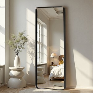 Lirago Metal Flat Mirror Full Length Mirror Leaning Mirror 71x28 Black - 1 of 4