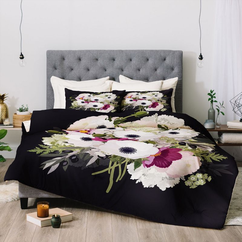 Iveta Abolina Antoinette Floral Comforter Set Black/Pink - Deny Designs, 3 of 8