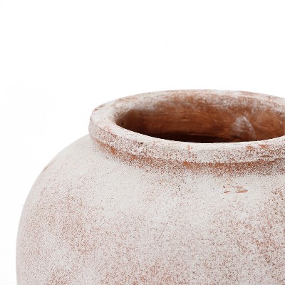 Rustic White and Brown Ceramic Decorative Table Vase