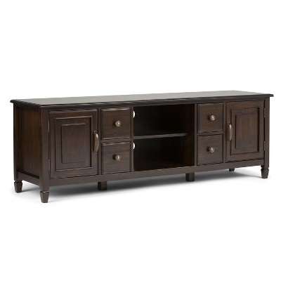 Hampshire Solid Wood Wide TV Stand for TVs up to 80" Dark Chestnut Brown - WyndenHall