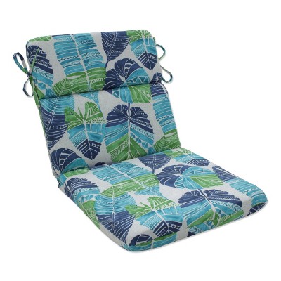 Outdoor/Indoor Rounded Chair Pad Hixon Caribe Blue - Pillow Perfect