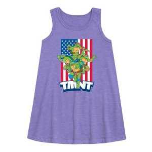 Girls' - Teenage Mutant Ninja Turtles - USA Turtles Graphic Sleeveless Aline Dress - 1 of 3