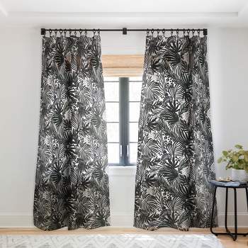 Marta Barragan Camarasa Wild Abstract Jungle On Black Single Panel Sheer Window Curtain - Deny Designs