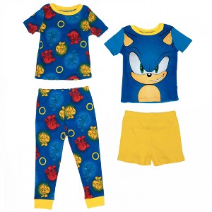 Kids Sonic The Hedgehog with Tails and Knuckles 4-Piece Pajama Set - Toddler 3T - 1 of 1