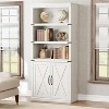5 Tier Bookcase with Cabinet Doors, Farmhouse Bookshelf 68.7" Tall, Wooden Storage Shelf for Home Office, Living Room, Grey/White/Dark Oak - 2 of 4