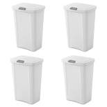 Sterilite 13 Gallon TouchTop Wastebasket Trash Can Garbage Recycle Bin with Titanium Latch for Kitchen, Garage, Basement, or Office, White (4 Pack)