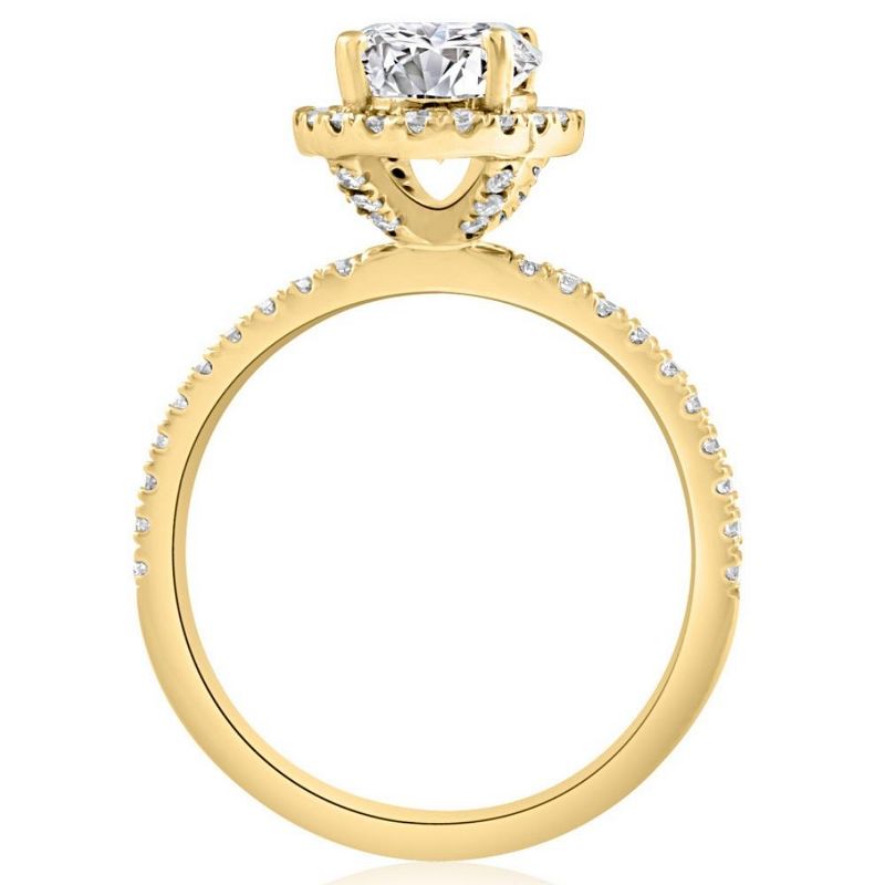 Pompeii3 Certified 1.50Ct Oval Diamond Halo Engagement Ring Yellow Gold - Size 7, 4 of 6