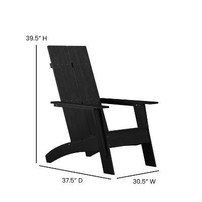 Sawyer Black Poly Resin Wood Adirondack Chairs with Arms, Set of 2