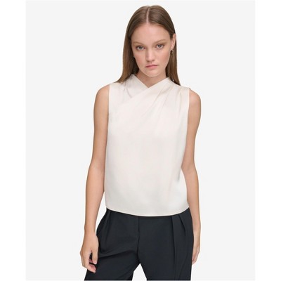 Calvin Klein Womens X Fit Sleeveless Blouse Top, White, X-Small