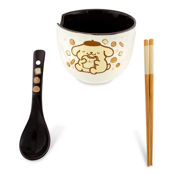 Silver Buffalo Sanrio Pompompurin 20-Ounce Ramen Bowl With Chopsticks and Spoon