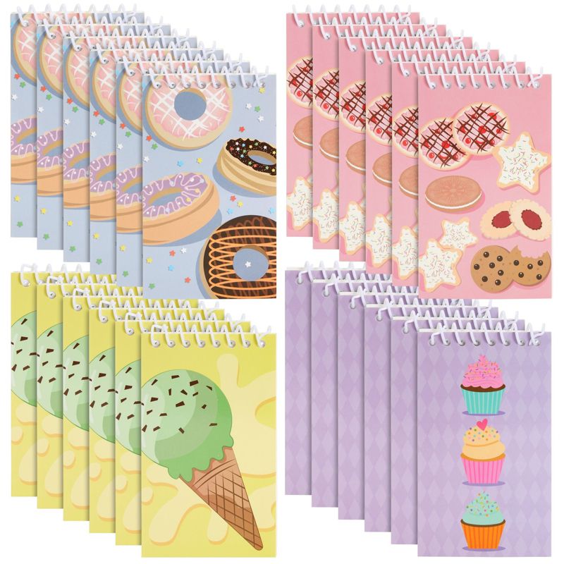 Blue Panda 24 Pack Spiral Notepads with Dessert Designs, 3 x 5 In Mini Notebooks for Kids Party Favors, School, 1 of 9