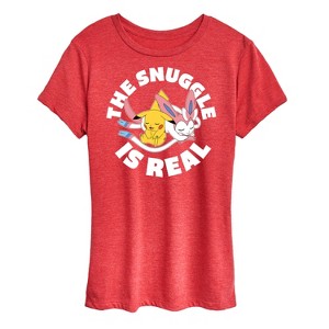 Women's - Pokémon - The Snuggle Is Real Pikachu and Sylveon Short Sleeve Graphic T-Shirt - 1 of 4