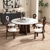 KWPZQEB 59" Round Marble Dining Table with Rotating Tray, Modern Sintered Stone Dining Table w/ Wood Walnut Base for Dining Room, Kitchen - 2 of 4