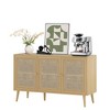 MAYEERTY Natural 471528" Rattan-Fronted Sideboard Cabinet with 3 Doors - Dining Room, Entryway - 4 of 4