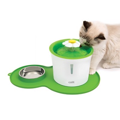 Flower Shape Catit Silicone GREEN Placemat Small Fountains Food Dishes 44011
