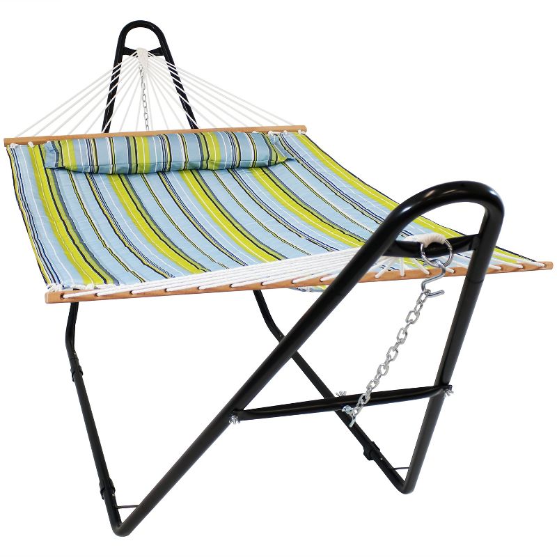 Sunnydaze Double Quilted Fabric Hammock with Universal Steel Stand - 450-Pound Capacity, 1 of 18