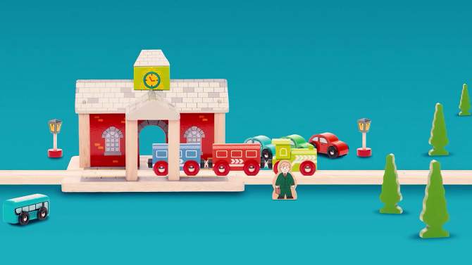 Bigjigs Rail Fire Station Shed Wooden Railway Train Set Accessory, 2 of 10, play video