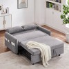 CLIHOME 55.1" Pull Out Sleeper Sofa Bed Loveseats Sofa Couch with Adjustable Backrest, Storage Pockets, 2 Soft Pillows - 4 of 4
