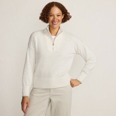 Lands' End Women's Drifter Shaker Wedge Quarter Zip Sweater