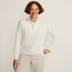 Lands' End Women's Drifter Shaker Wedge Quarter Zip Sweater - 1 of 4