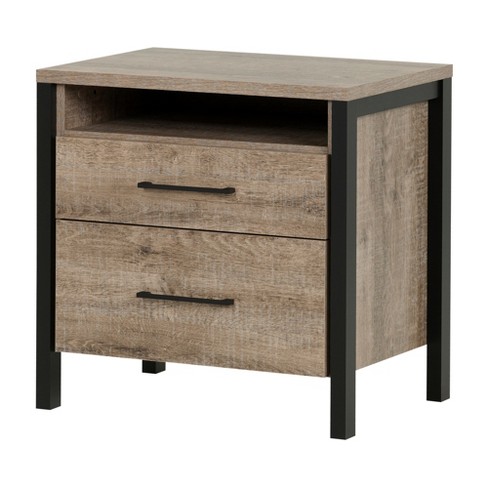 Munich 2 Drawer Nightstand Weathered Oak And Matte Black South Shore Target