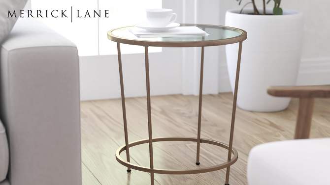 Merrick Lane End Table with Round Frame and Vertical Legs, 2 of 18, play video