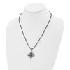 Black Bow Jewelry Stainless Steel & Leather Cord Antiqued Fleur de lis Necklace, 20 Inch - 3 of 4