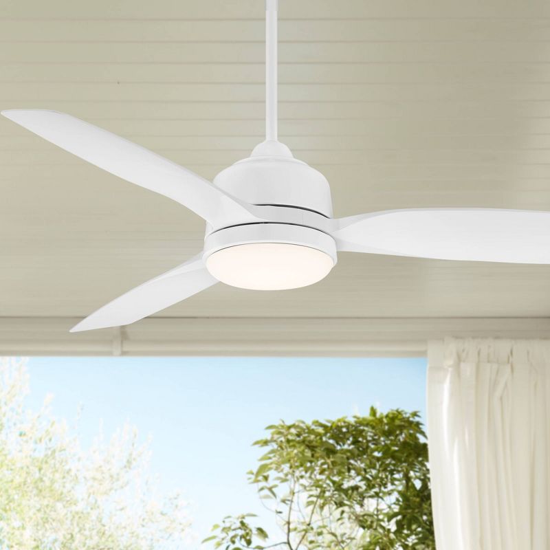 54" Casa Vieja Tres Aurora Modern Indoor Outdoor Ceiling Fan with Dimmable LED Light Remote White Opal Diffuser Wet Rated for Patio Exterior House, 2 of 10